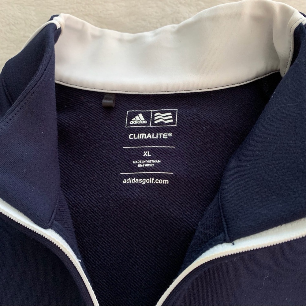 Adidas Climalite long sleeve navy blue 1/4 zip men's light weight pullover. XL. - Picture 3 of 4